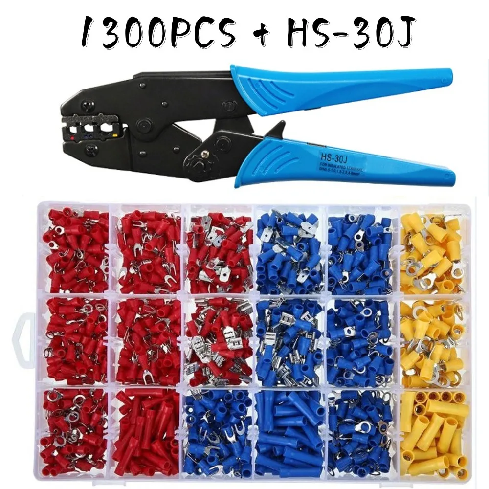 1300X Assorted Insulated Electrical Wire Terminals Crimp Connectors With Pliers
