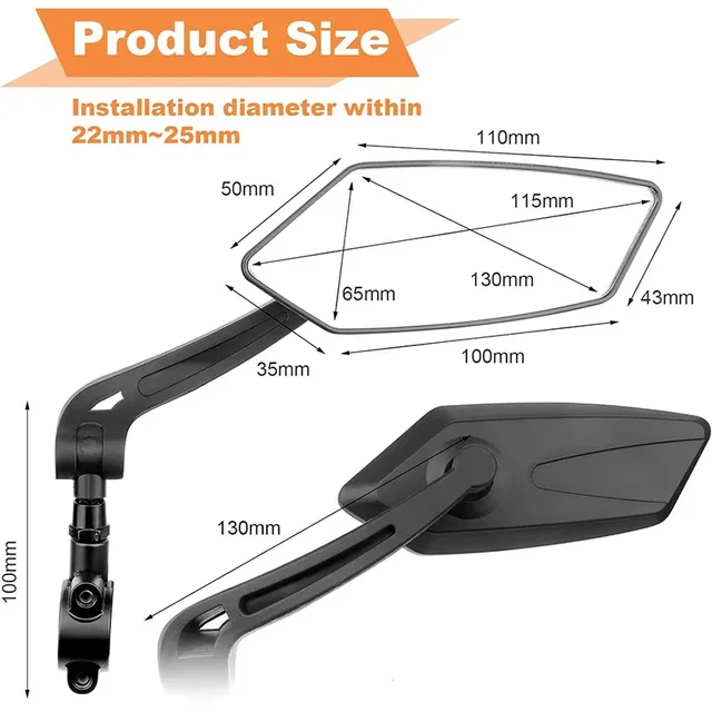 Adjustable Bike Rearview Mirror – Rotatable Handlebar Reflector 3