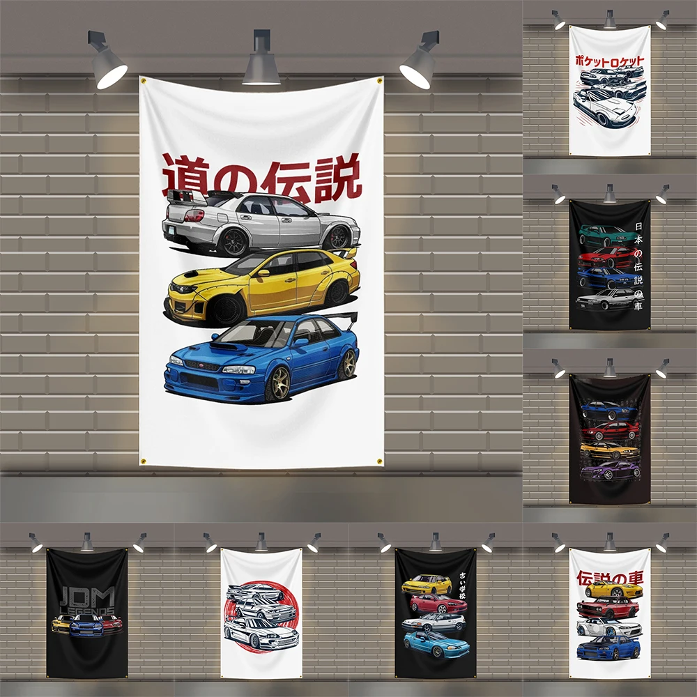 

1 Флаг JDM 3x5 футов, полиэфирные печатные автомобильные флаги для декора комнаты, гаража