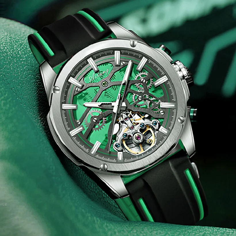 

Montre Homme AILANG 2023 Fashion Green Men Trendy Mechanical Mens Watch Luminous Hollow Waterproof Watches Automatic Watches