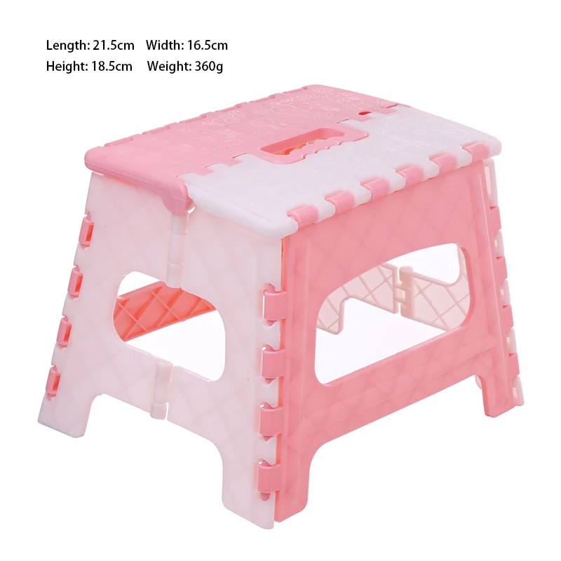 Plastic Folding Step Stool with Handle Portable Collapsible Small Foot Stool Bathroom Stepping Folding Step Stools for Kid