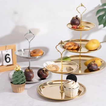 2/3 Tier Stainless Steel Cake Stand - Elegant Serving Tray for Desserts,Candies & Fruits - Perfect for Parties,Events & Home Use