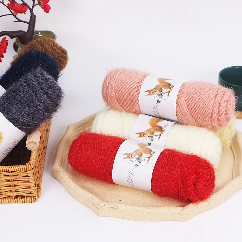75g Squirrel Wool Yarn Fine Cashmere Worsted Hand Knitting Hread Skein for Making Sweater Scarf Hat Medium Thick Baby Line 5
