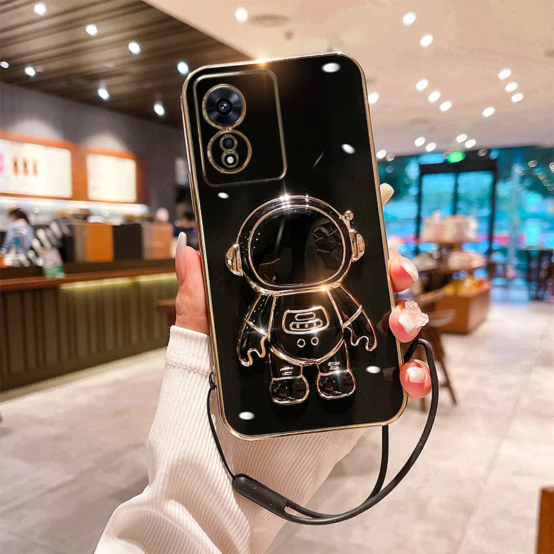 Astronautin kaulanauhakotelo OPPO A77S A57 A15S A53S A74 A78 A94 5G Reno 10 Pro 7 4G A73 A72 -puhelimelle, pinnoitettu takakansi_voghion.com