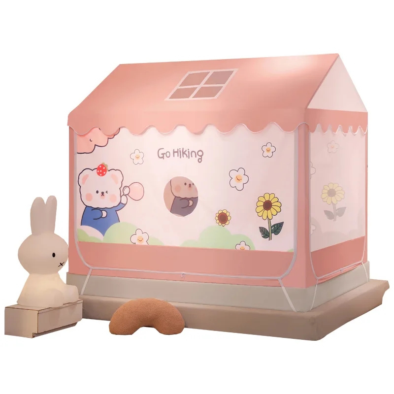 

2023 Summer Baby Fall-proof Bed Sitting Mosquito Nets Bed Curtain Integrated Household Cute Children's Small House Mosquito Net