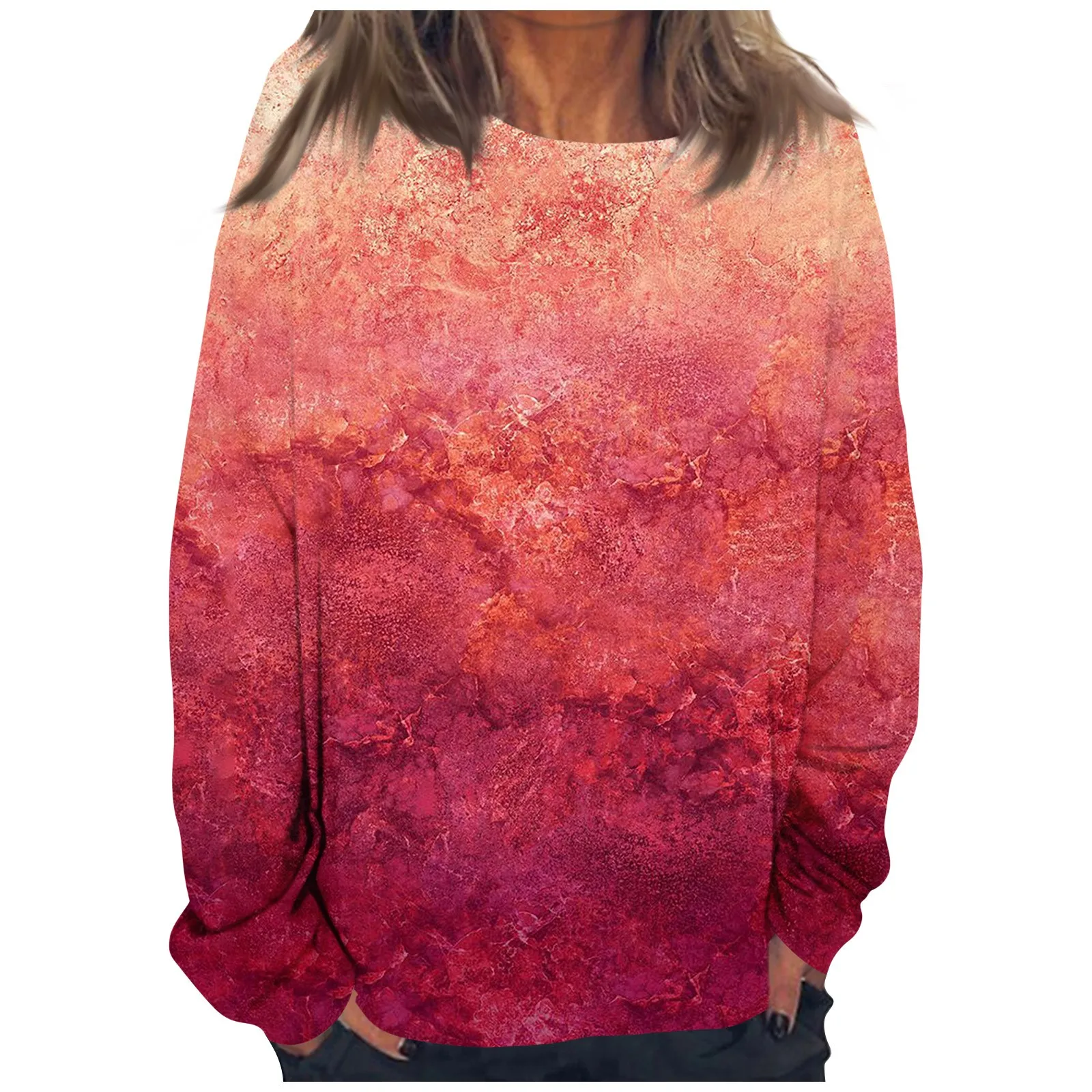 

Женский свитшот, пуловер, уличная одежда, градиентная Свободная Повседневная Толстовка с принтом монограммов и круглым вырезом, женские толстовки с длинным рукавом, топы, Новинка