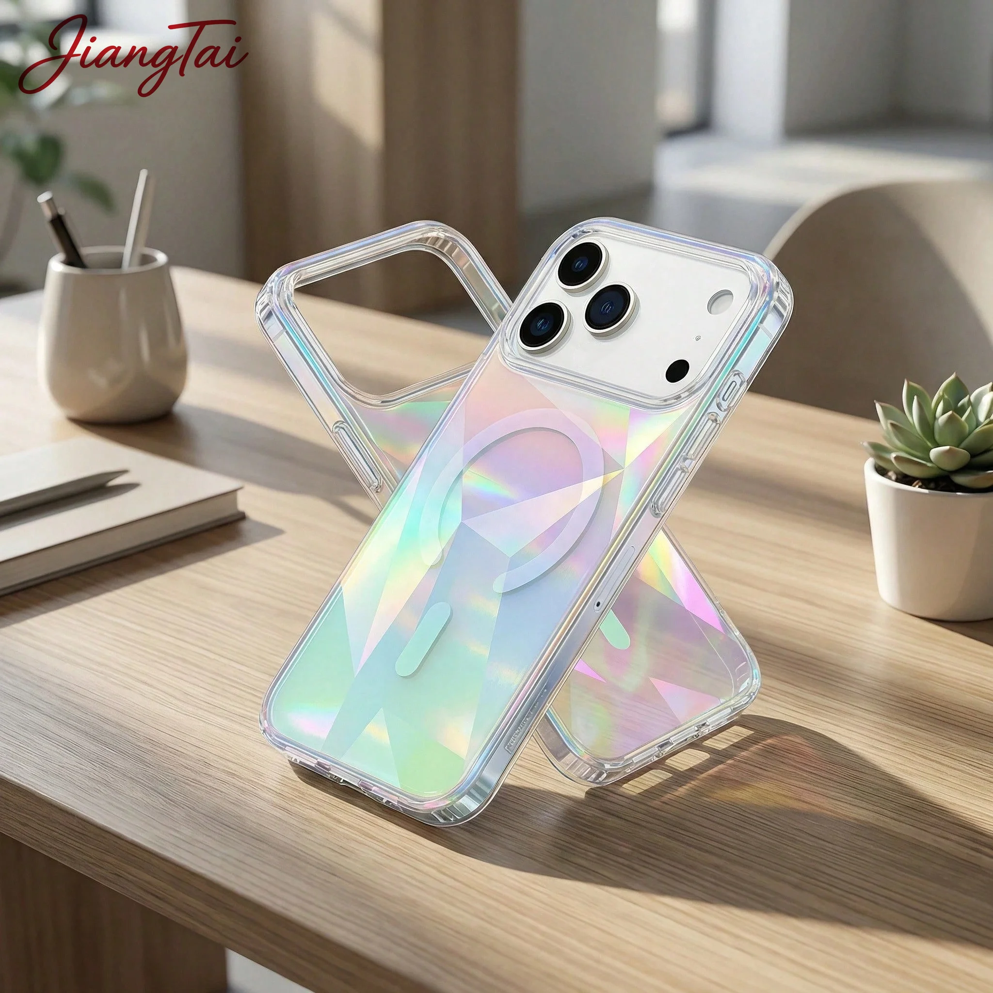 Gradient Rainbow Plated Scratch Resistant Magnetic Phone Case