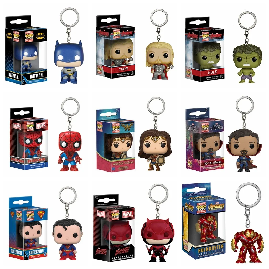 Funko Pop Captain America Inro Man Deadpool Spider Man Thanos Thor Keychain Toys Vinyl Doll Collectible Toy Figure Kid Gift l03
