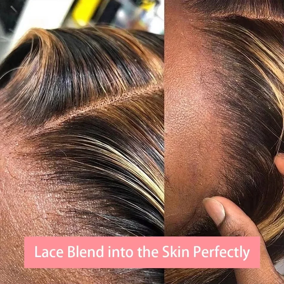 4/27 Ombre 13x4 Lace Front Human Hair Wig 100% Remy Hair Pre Plucked Transparent Lace Highlight Wigs Human Hair Straight Bob Wig