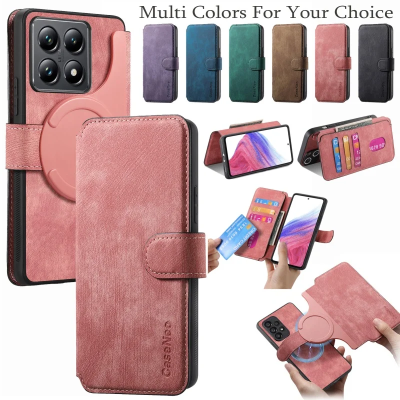 2-in-1 Multi-Card Leather Wallet Phone Case with Retro Magnetic Cover