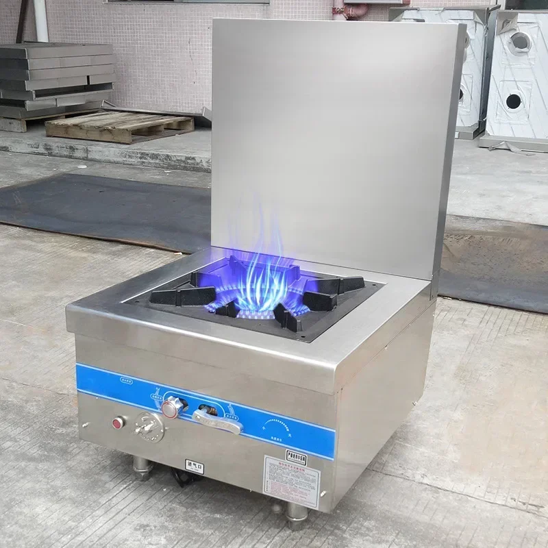 Commercial Gas Stove Single Cooker Stainless Steel Low Soup Furnace Canteen Kitchen Cooker High Flame With Fan 120w Gas Stove 2