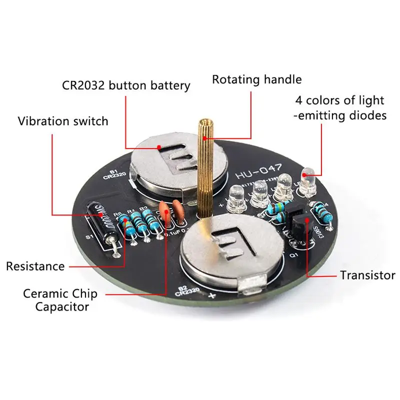 LED Rotating Gyroscope DIY Kit Blinking Lights Circuit Board Soldering Practice Electronics Kit For Beginner Soldering Learning