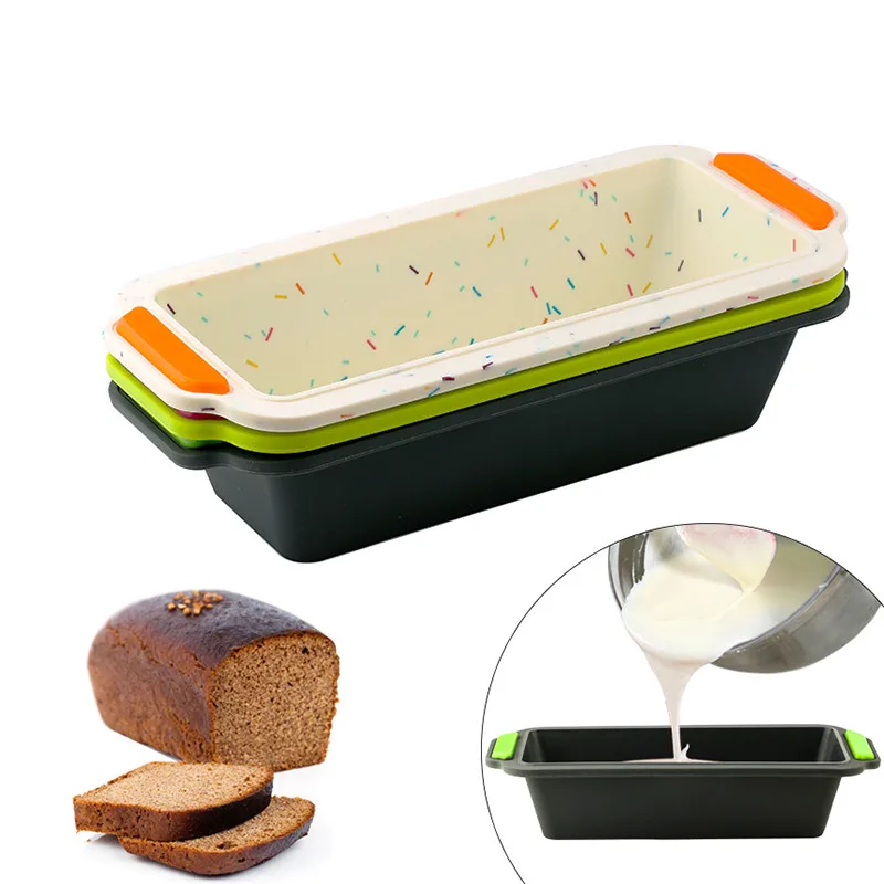Rectangular Silicone Bread Pan Mold Toast Cake Tray Long Square Mould Bakeware Non-stick Baking Tools | Дом и сад
