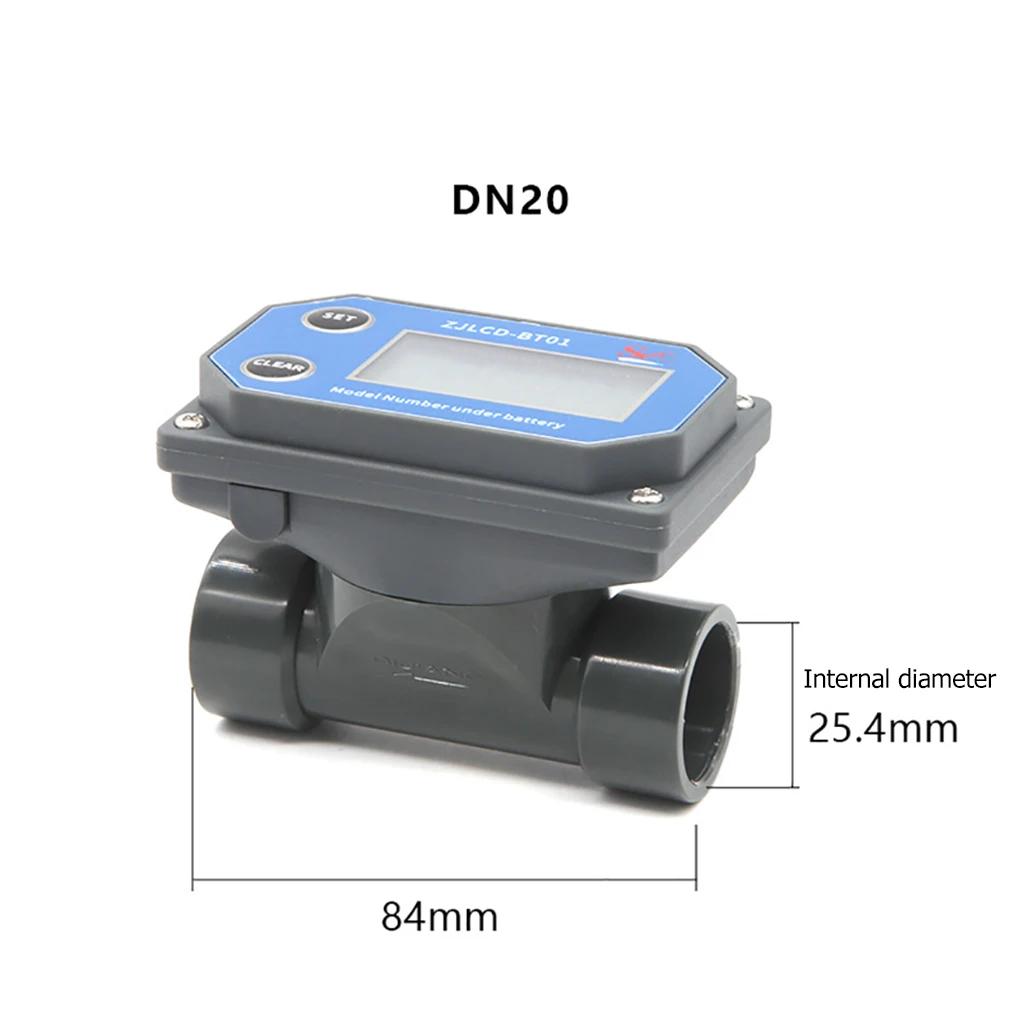 DN20 Electronic Water Flow Meter LCD Display G3/4 High Precision Stainless Steel