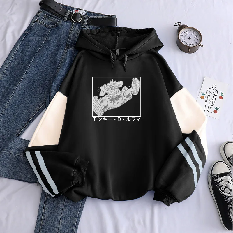 

One Piece Hoodie Gear 5 Luffy Sun God Nika Pullover Splice Fleecing Kawaii Coat Hoodie Boys Girls Child Clothes Anime Peripheral