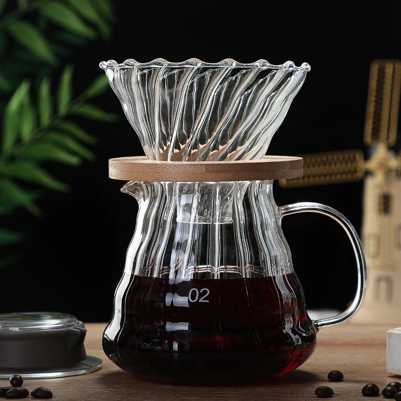 300ml/500ml/700ml Glass Hand-brewed Coffee Pot Cloud Pot Household Coffee Tool Reusable Heat Resistant Teapot coffee pot