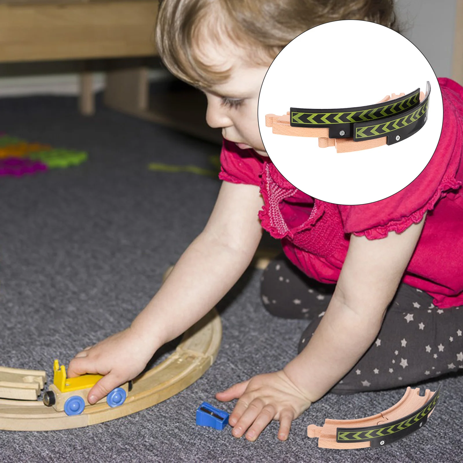 2 Pcs Train Bulk Track For 3 Year Old Trains Wooden Tracks Supplies Assembled Child Toys