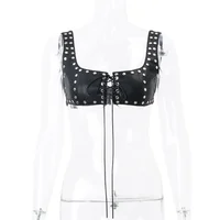 Laura PU Leather Lace Up Crop Top 4