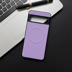 Leather MagSafe - Compatible Shockproof Phone Case with Magnetic Charging for Pixel 5A (Purple)