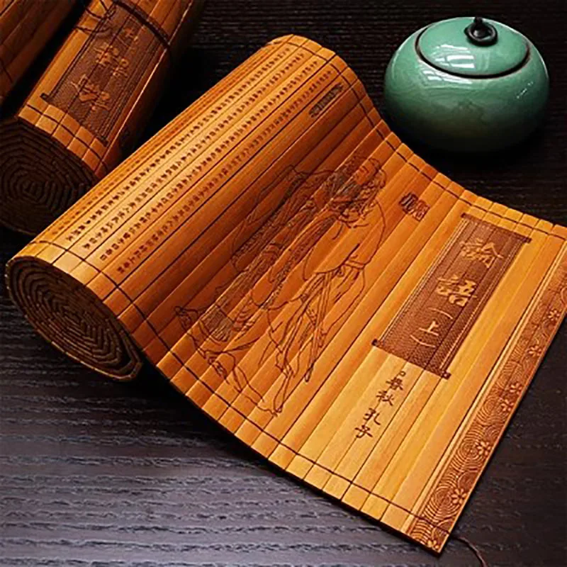 Traditional Bamboo Book for Decoration, Full Text, Carving, Lettering, Handicrafts, Cultural Gifts