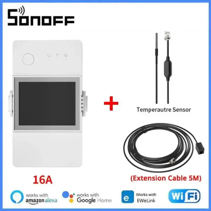 

Смарт-переключатель SONOFF TH Elite 16A/20A WiFi с ЖК-дисплеем, переключатель контроля температуры и влажности