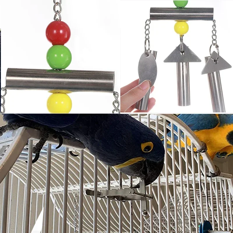 

Украшение для жевания птицы 2021, качели-игрушки, игрушка-попугай, игрушечная стальная подставка, товары для домашних животных, игрушечная клетка из нержавеющей стали