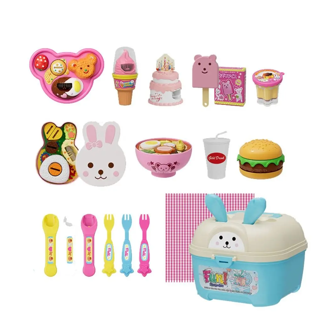 Little BearShape Pudding Feeding Set Pretend Play Simulation Model Lunch Box Pudding Toy Kawaii Early Education Play House Toys