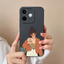 Fashionable Sweet Girl Soft Liquid Silicone Protective Phone Case Cover for Oppo A5 Pro (TYB17)