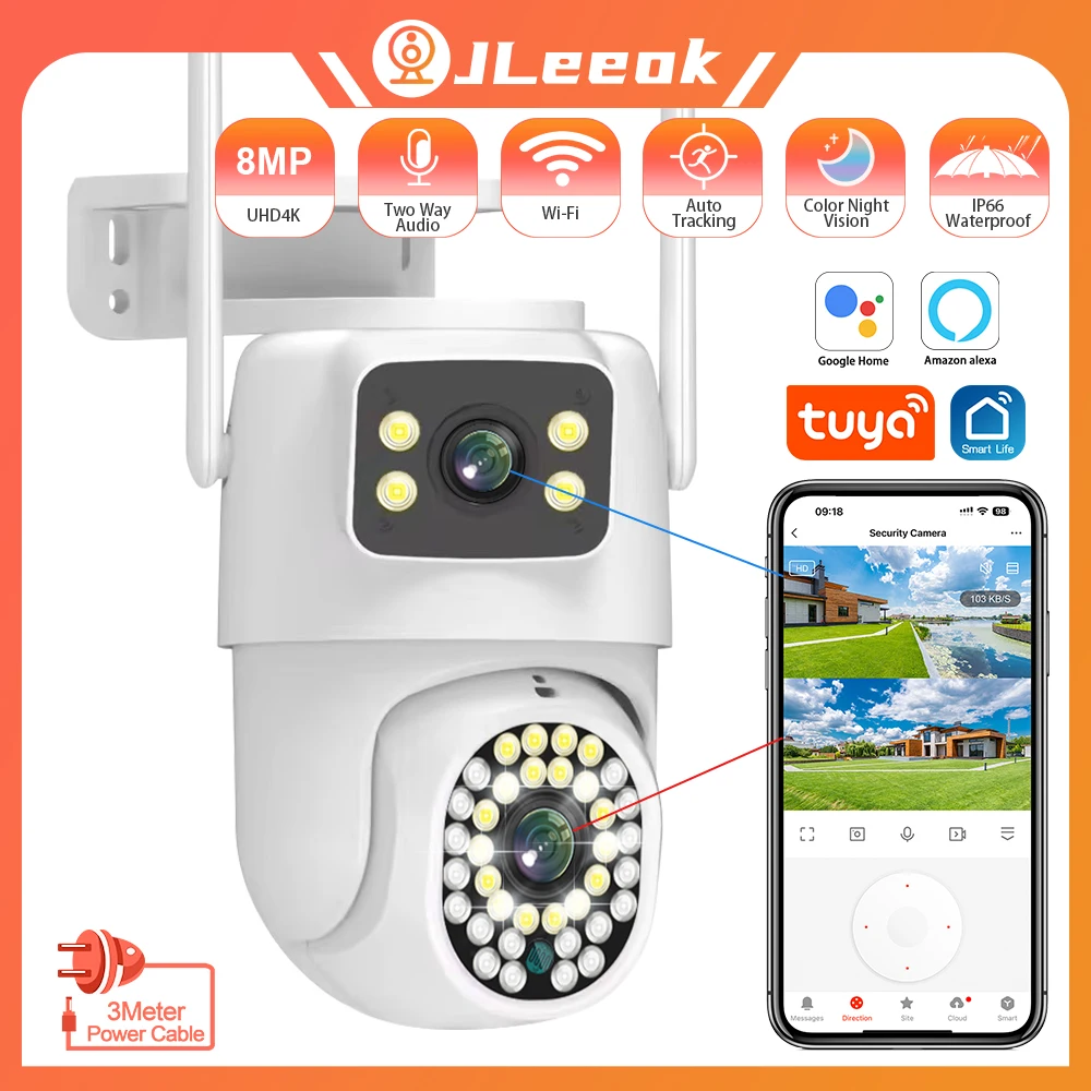

Камера Наружного видеонаблюдения JLeeok 4K, 8 Мп, PTZ, Wi-Fi