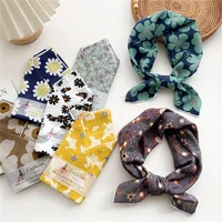 55cm Laies Headband Cotton Linen Square Scarf Women Korean College Girls Fashion Spring Autumn New Style Elegant Neck Scarves - Image 4