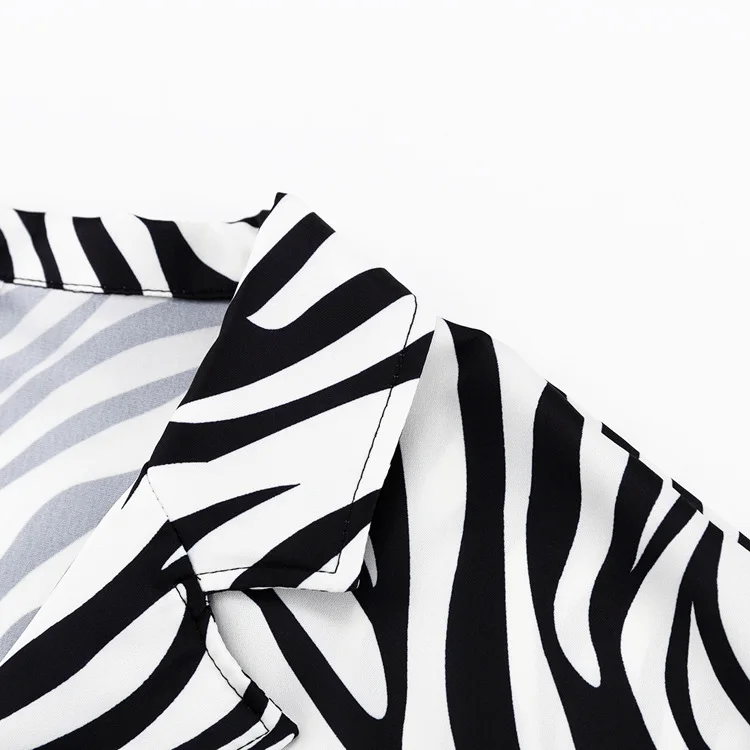 Women Two Piece Sets Outfits Zebra Printed Loose Shirt Tops And High Waist Shorts Set 2025 Casual Streetwear Summer New