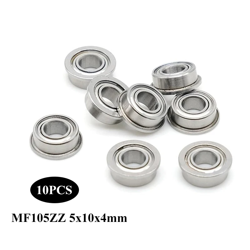 MF105zz Deep Groove Flange Ball Bearings 10Pcs 5x10x4mm Double Shielded Miniature Flanged for 3D Printer