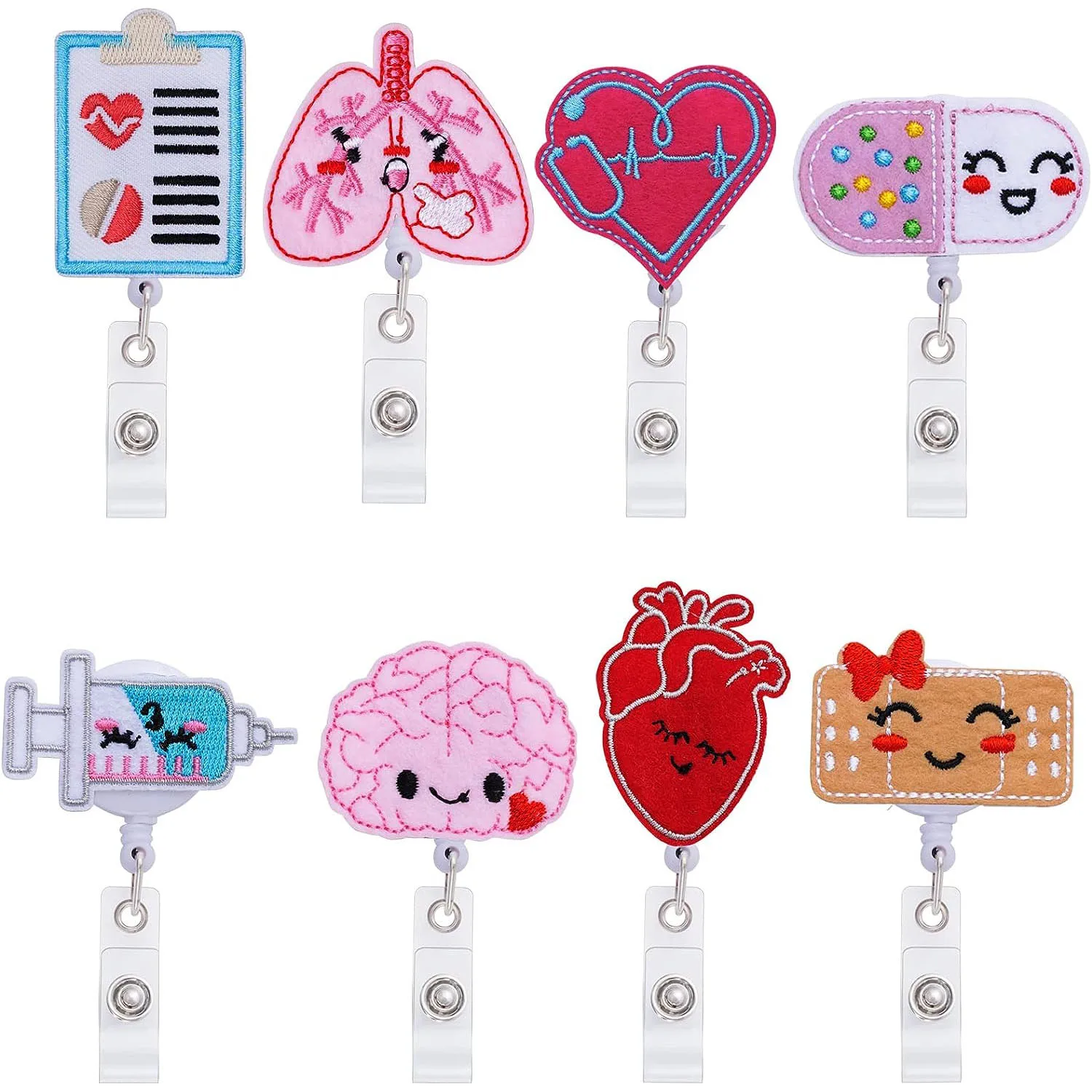 Felt Nurse Badge Reel Holder Cute Pill Retractable ID Badge Holders with Alligator Clip for Doctor Medical Staff Hospital Clinic round cute animals retractable lanyard tag badge reel nurse doctor student exhibition id card clips badge holders with keychain