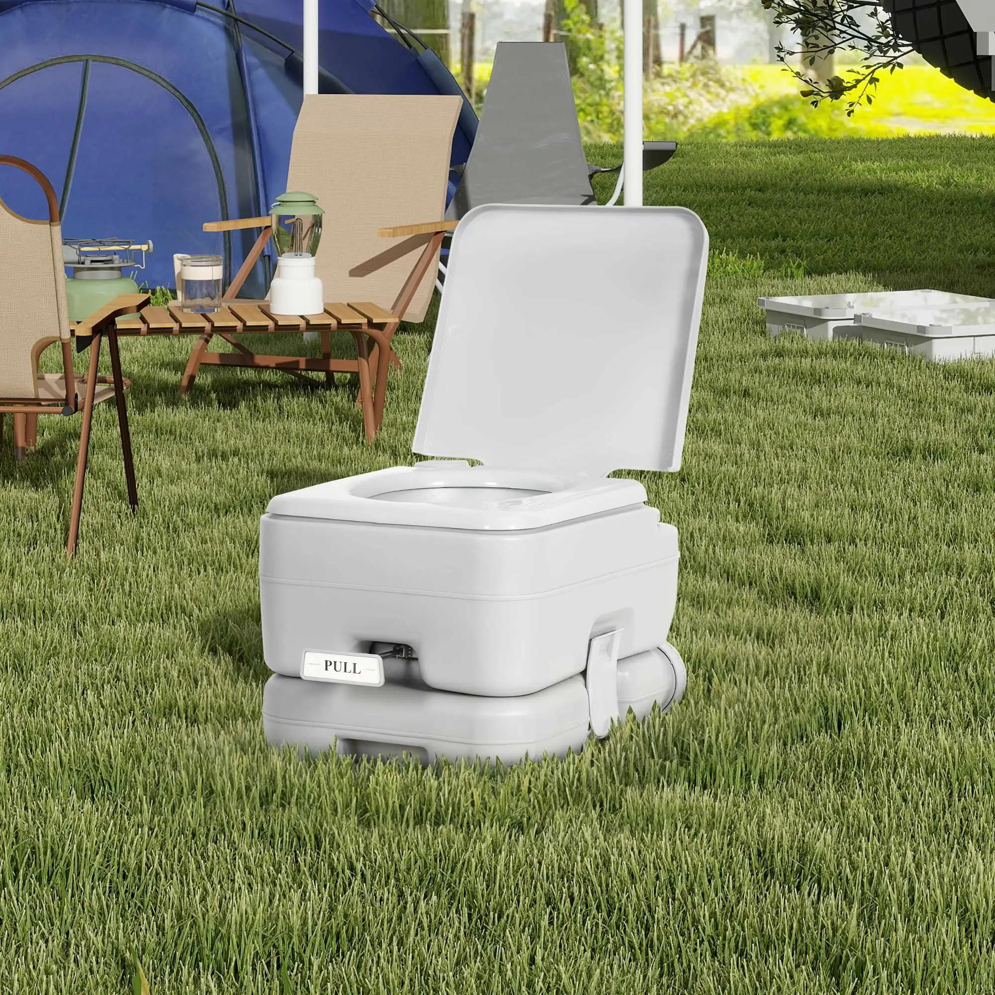 3.17 Gallon Portable Toilet with Leak-Proof Seal, RV Toilet Porta Potty with Flush Pump for Camping, Gray