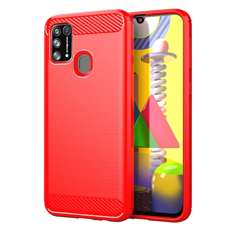 Shockproof Brushed Carbon Fiber Silicone Case - Durable Protective Back Cover