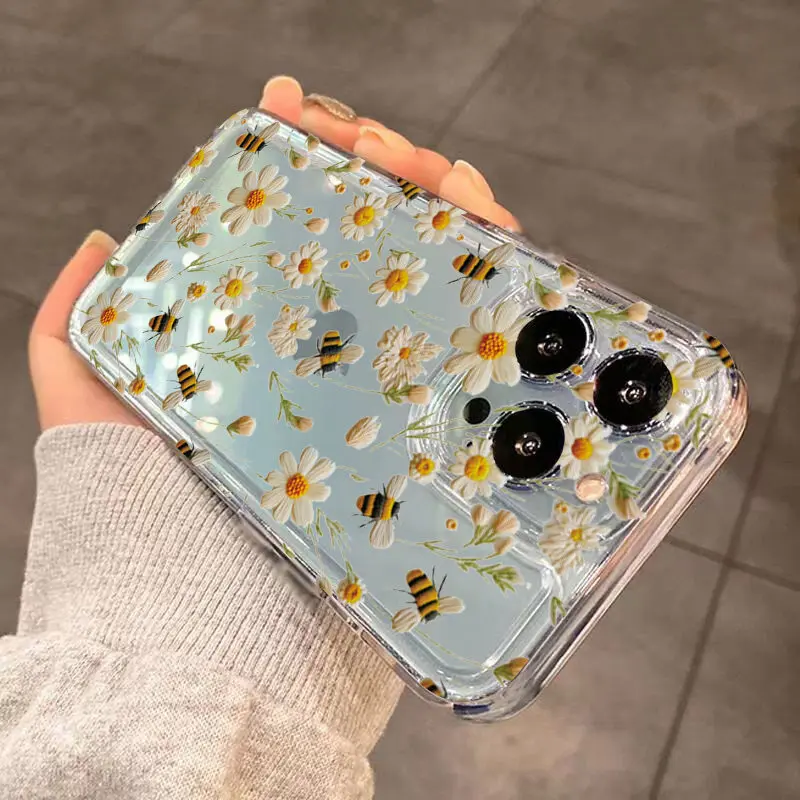 Honeybee Floral Phone Case - Elegant Design