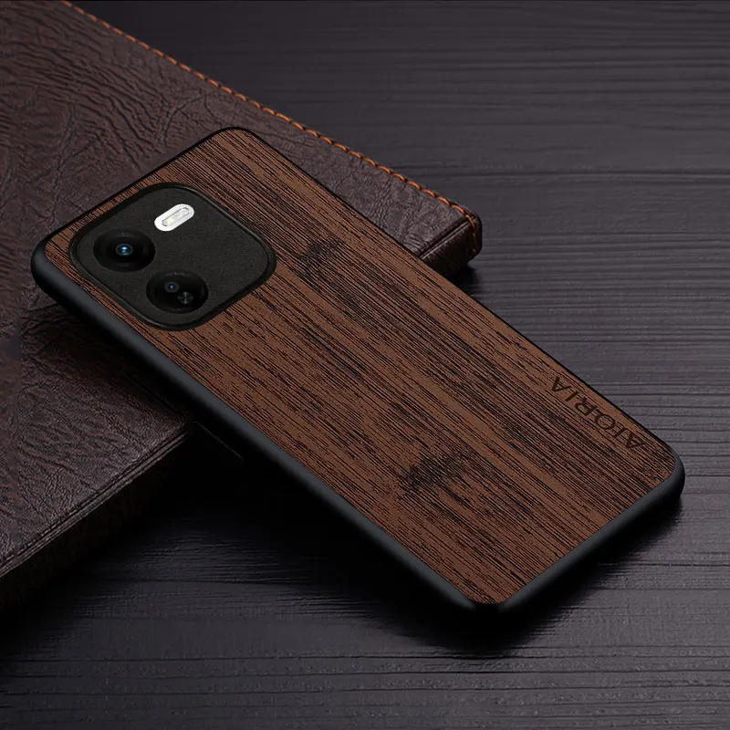 Luxury Bamboo Wood Pattern Leather Phone Case Cover