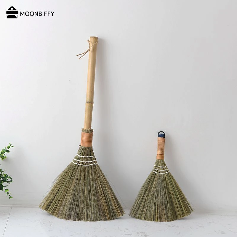 Retro Japanese Soft Hair Wood Floor Sweeping Brooms Straw Braided