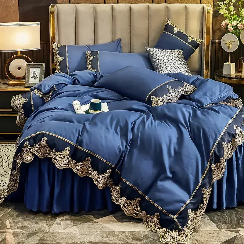 

New Lace edge bed skirt bed cover matte four piece set, 1.5m 1.8m European style thickened version