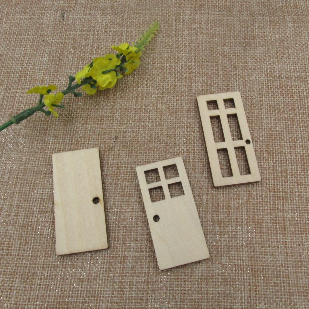 10pc Miniature Wood Fairy Door Mini House Elf Accessories Unfinished