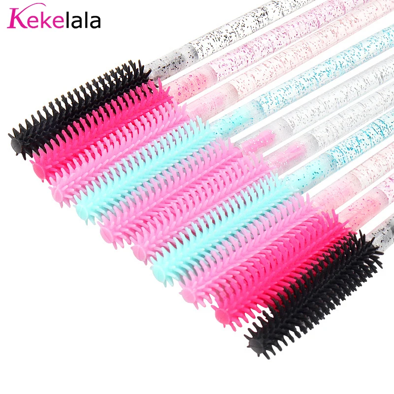 50 pcs Silicone Crystal Mascara Wands Applicator Disposable Eyelash Brushes Comb For Women Makeup Spoolie Brush Beauty Tools