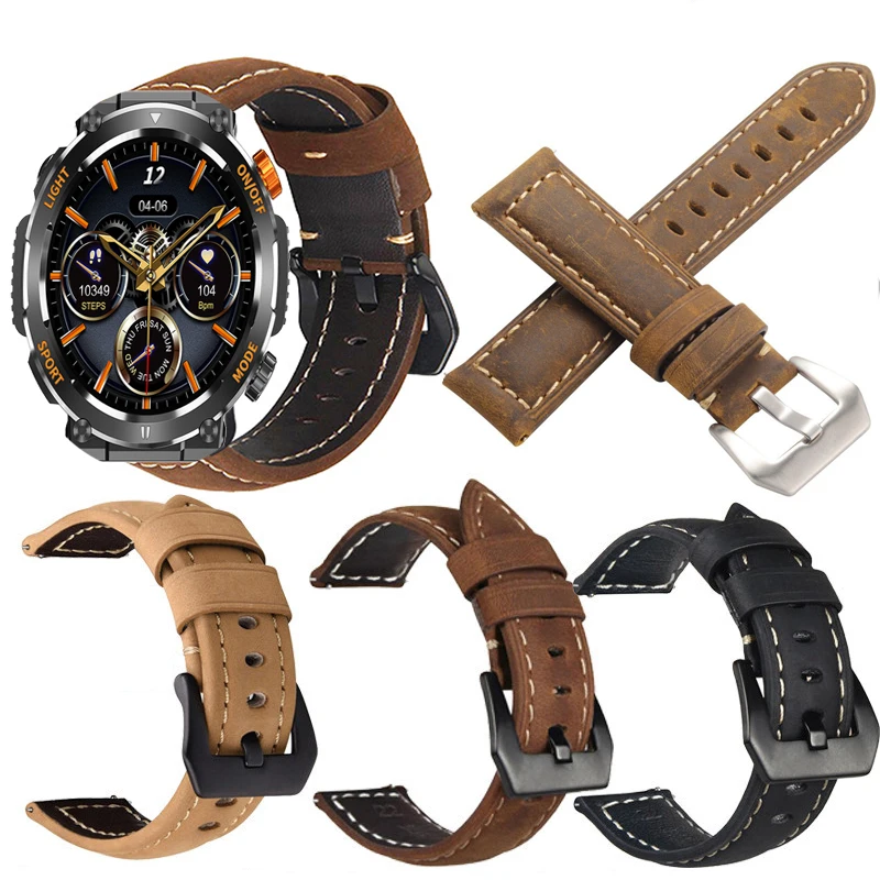 

22mm Quick Release Leather Straps for COLMI V68 Quality Genuine Retro Genuine Leather Watchband Accessories