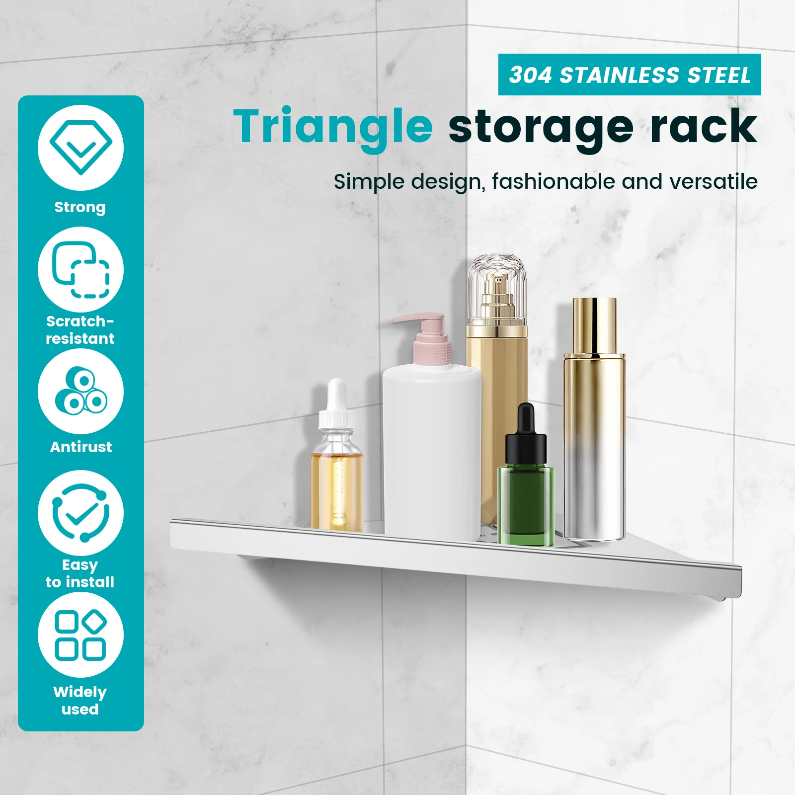 Stainless Steel Bathroom Corner Shelf Storage Rack