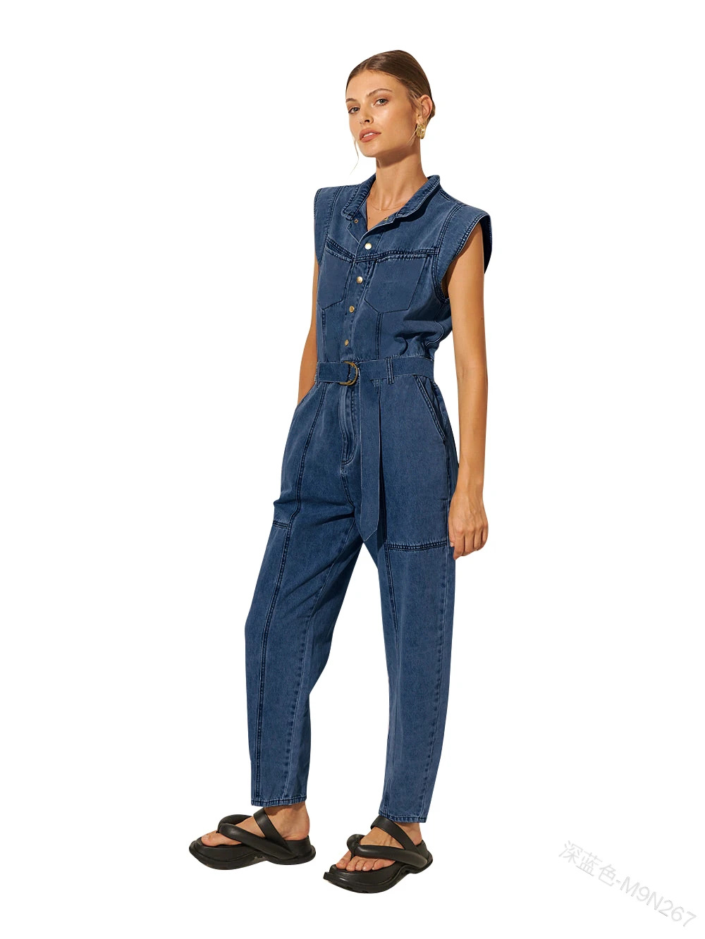 Women's Denim Slim Jumpsuit Jeans 2024 Summer Casual Sleeveless Bodysuits Long Pants Femal High Waist One-Piece Outfits Pants
