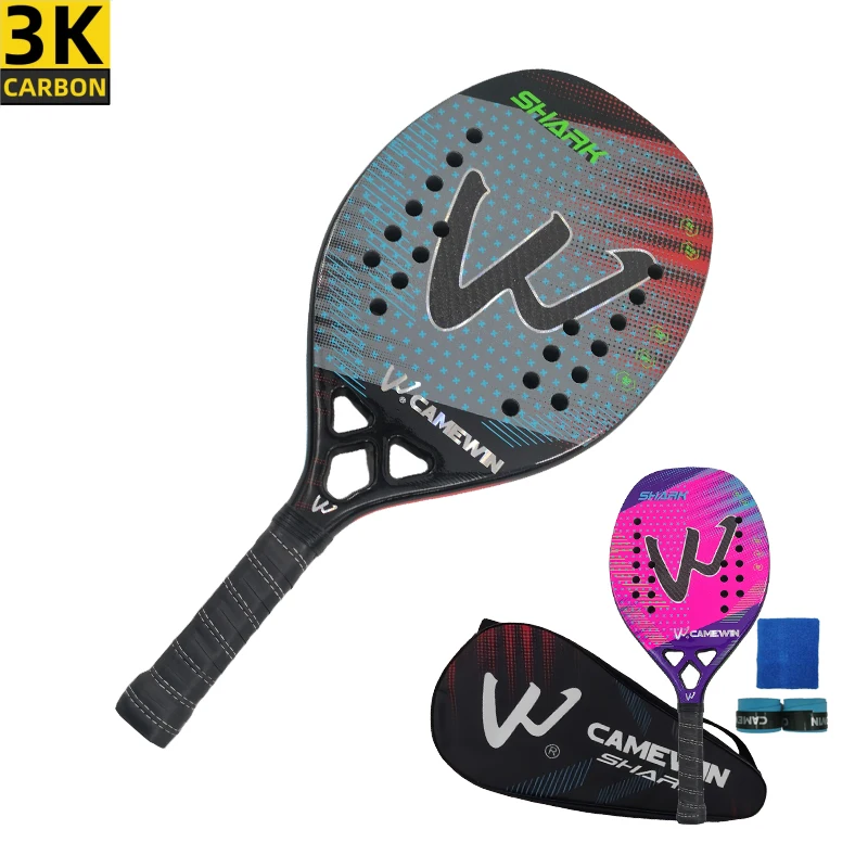 Camewin 3k Beach Tennis Racket Carbon Fiber Rough Surface Outdoor Sports Tennis Racket Adult Use Men and Women tennis racket set tennis racket