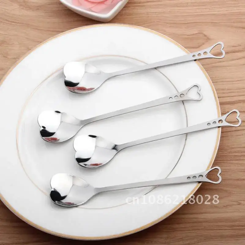 

10 Pieces per Pack Stainless Steel Coffee Spoon Dinnerware Heart/Leaf Shape Teaspoon Kitchen Accessories Dessert Sugar Stirring
