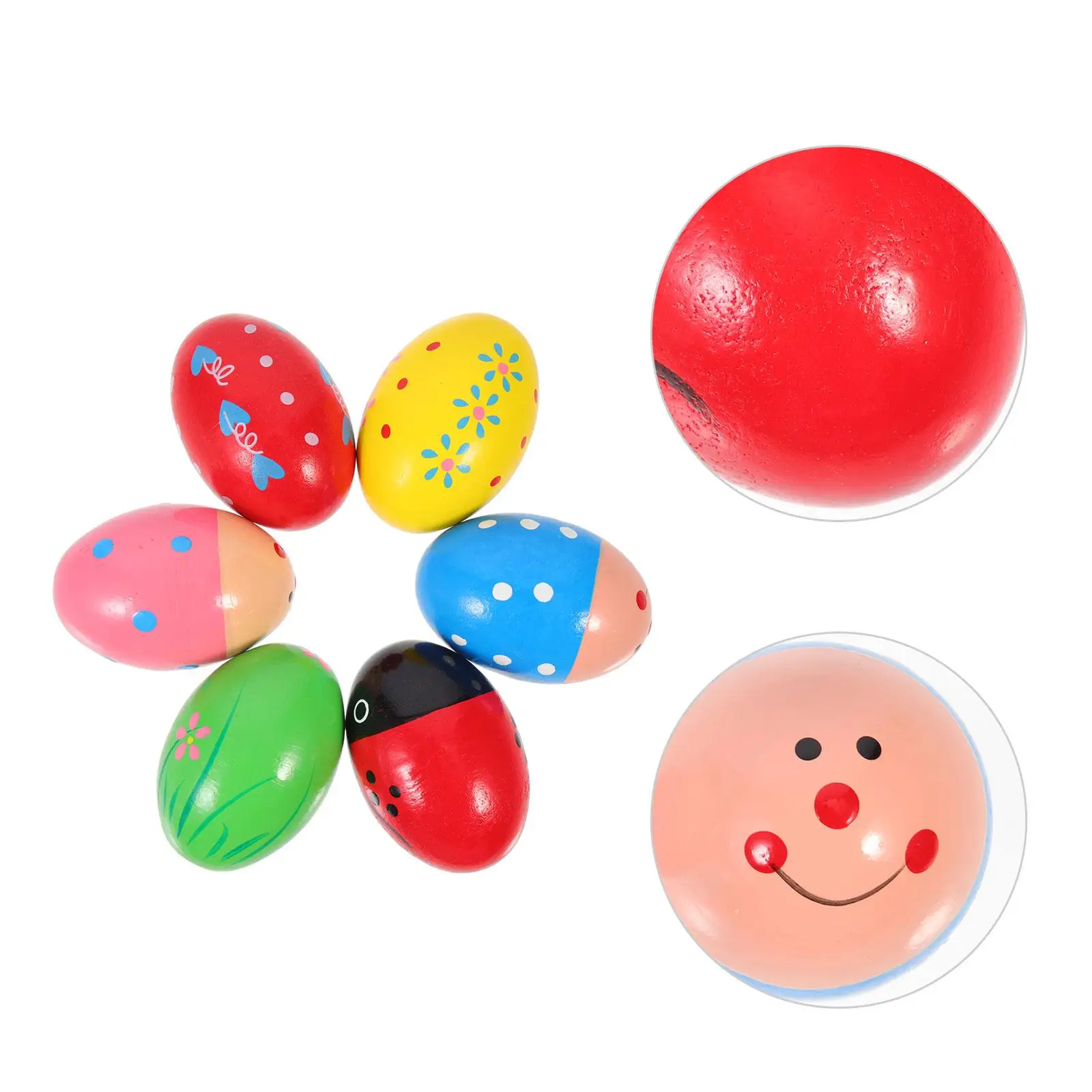6Pcs Colorful Wooden Sand Eggs Musical Toys For Children Safe Paint Good Workmanship Percussion Instrument Plaything