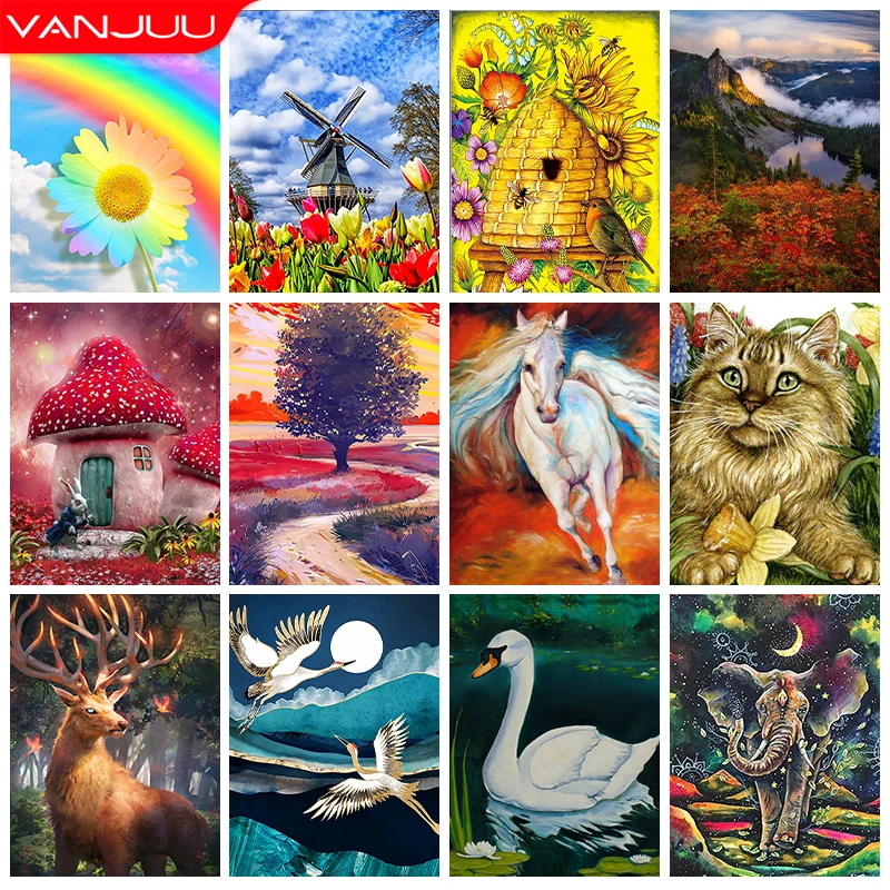 

Scenery 5D DIY Diamond Mosaic Kit Animal Lion Cross Diamond Embroidery Painting Dog Full Diamond Painting Home Decoration Gift