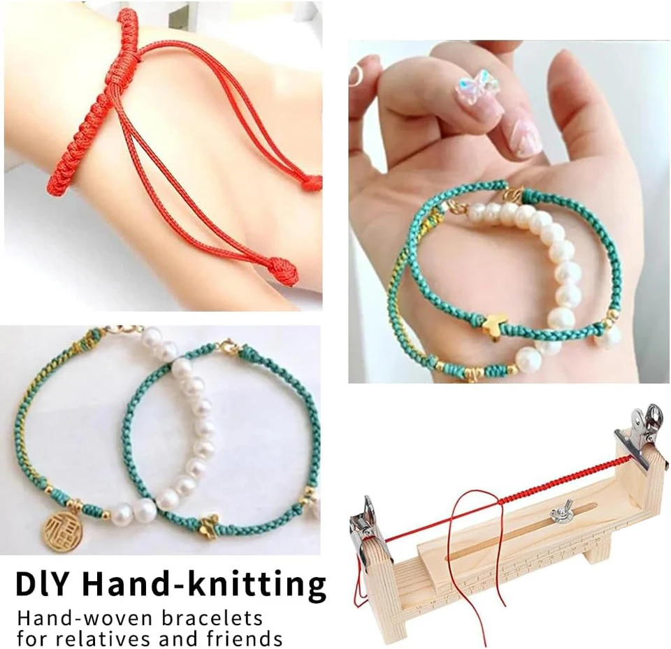 Fxndknjks Support De Fabrication De Bracelets En De U - Cadre En Bois - Kit D'outils Pour Tressage De Bracelets A