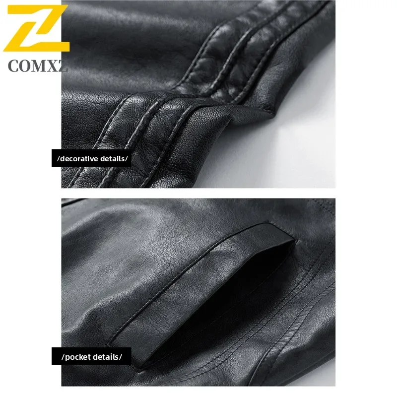 Unisex Embroidered PU Leather Jacket Stand Collar Loose Fit Biker Pilot Coat Streetwear American Style Motorcycle Outerwear 2025